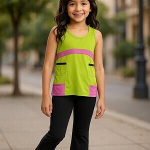 Limeapple Girls Outfit Sz 7 8 Black Striped Workout Athletic Athleisure Gym Yoga